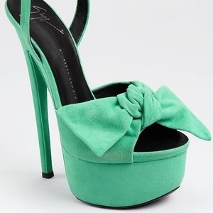 Giuseppe Zanotti “ Denny Bow” Mint Green Platform Sandal Size 39